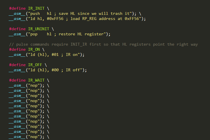Code snippet of the IR assembly